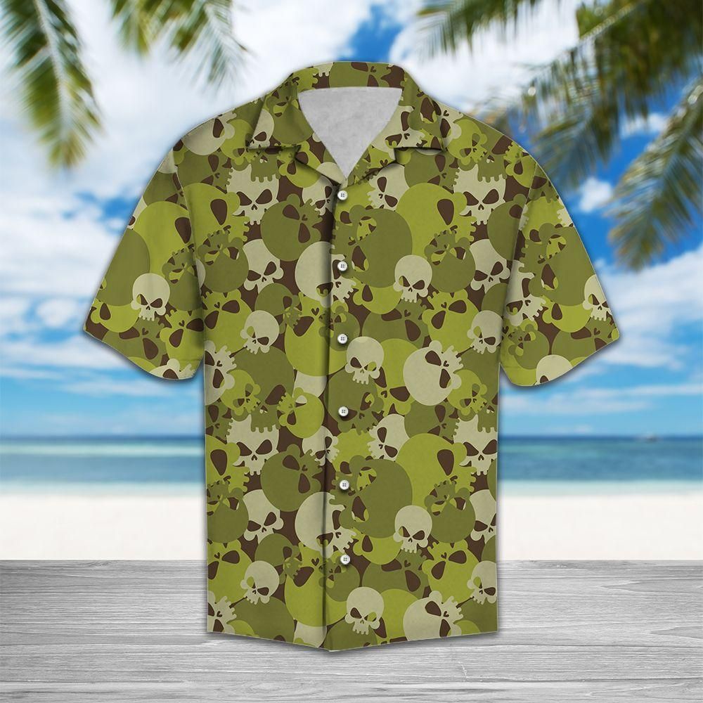 Amazing Camouflage Of Skull Aloha Hawaiian Shirt Colorful Short Sleeve Summer Beach Casual Shirt For Men And Women