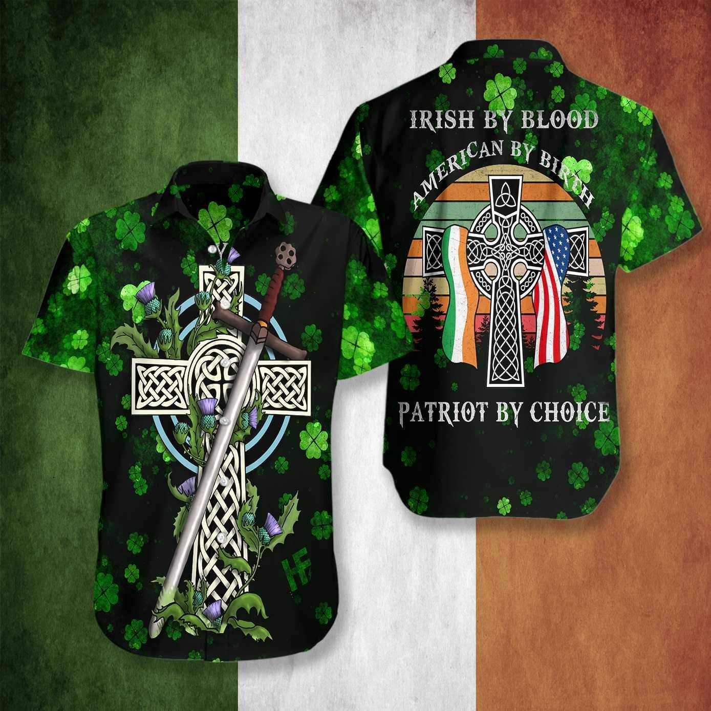 Felacia Irish By Blood Proud People Celtic Cross Patrick Green Hawaiian Ha98340