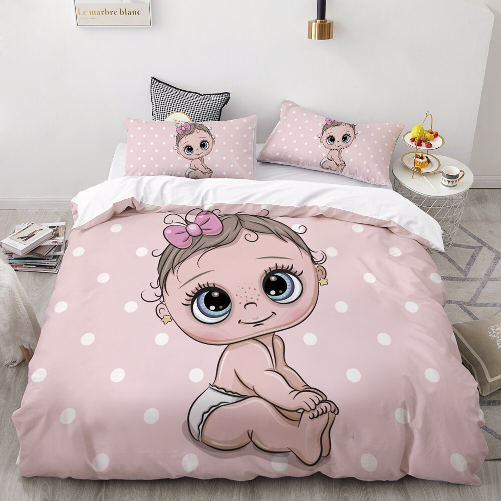 3D Cartoon Bedding Set For Kids/Baby/Child/Boy/Girl,Pink Elephant Duvet Cover Set Custom/Europe/Queen,/Blanket Cover Set