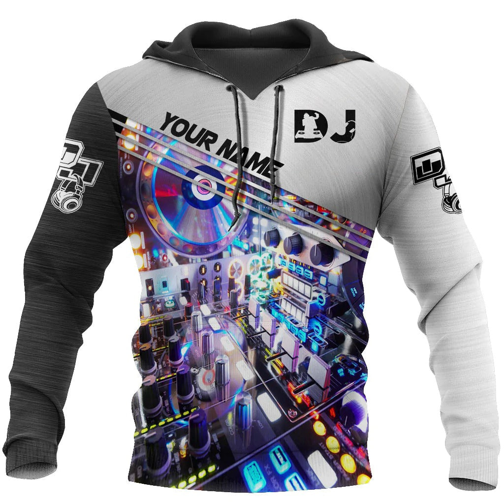 Personalized Name Dj Hoodie, 3D Zip Up Hoodie For Dj Musican, Edm Player Shirt, Dj Gift