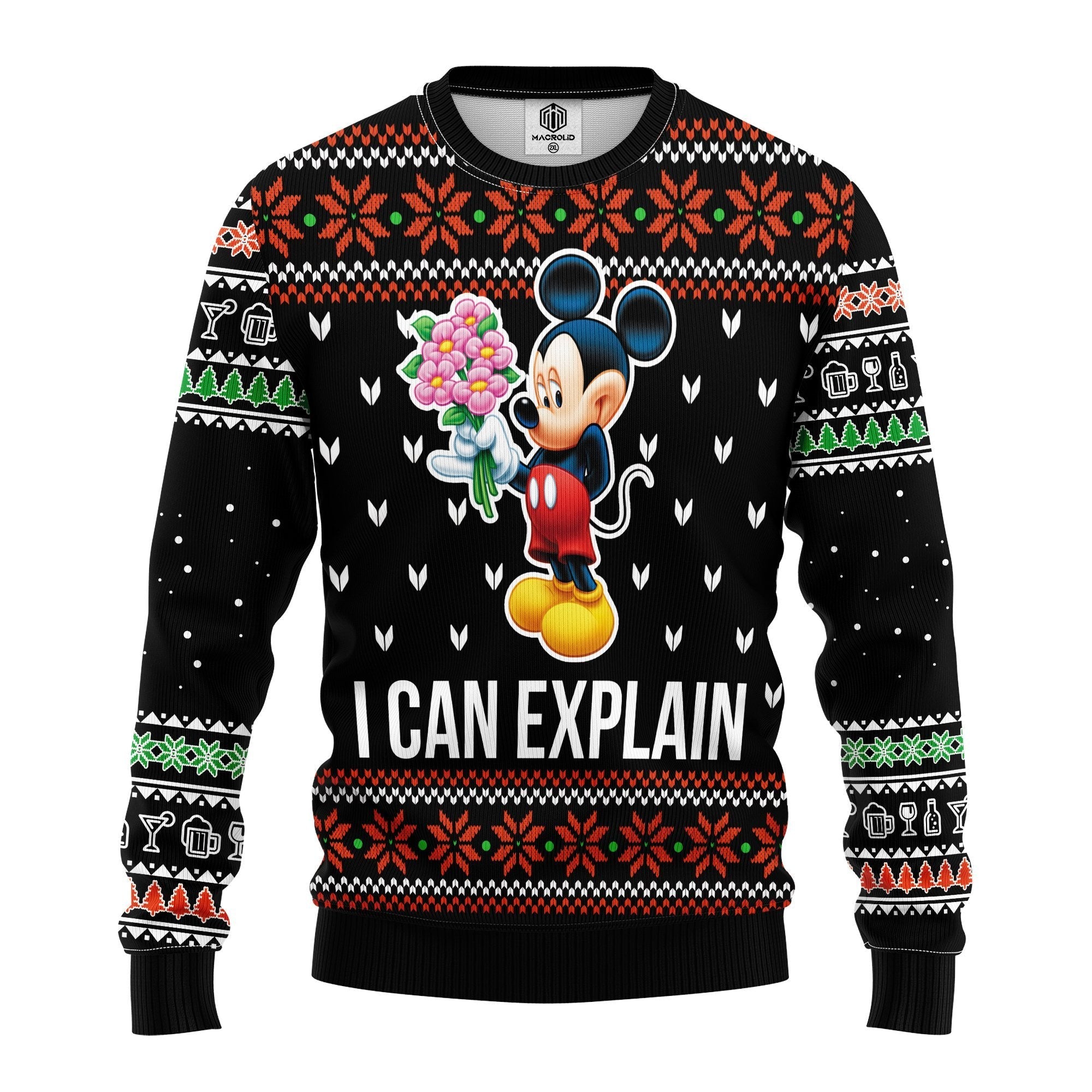 Unifinz Dn Christmas Sweater Mk Mouse I Can Explain Black Ugly Sweater 2022