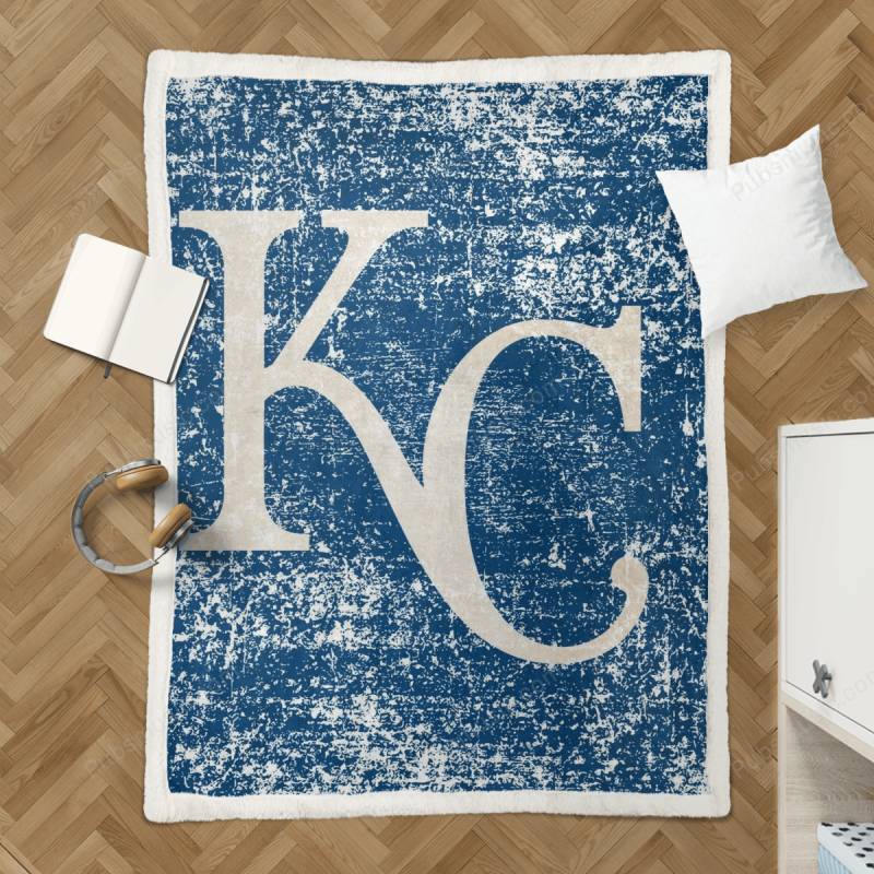 KANSAS CITY BLUE RETRO – Distressed Sports Sherpa Fleece Blanket