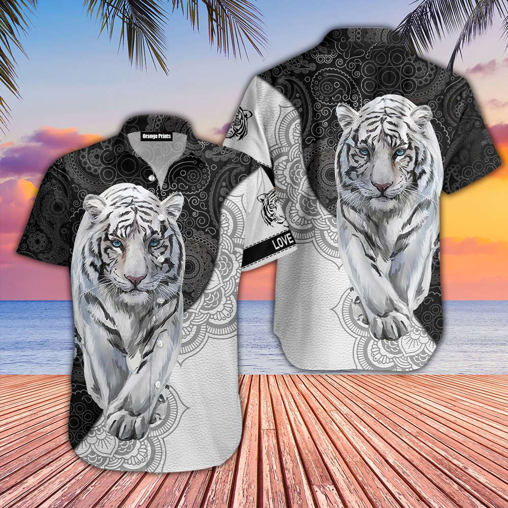 White Tiger Mandala Hawaiian Shirt | For Men & Women | Wt5932