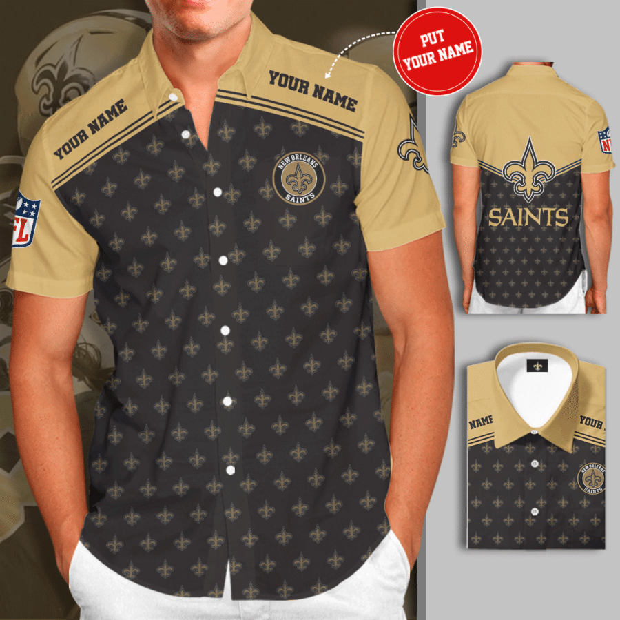 Personalized New Orleans Saints Football Team All Over Print 3D Hawaiian Shirt-Grey-Tph