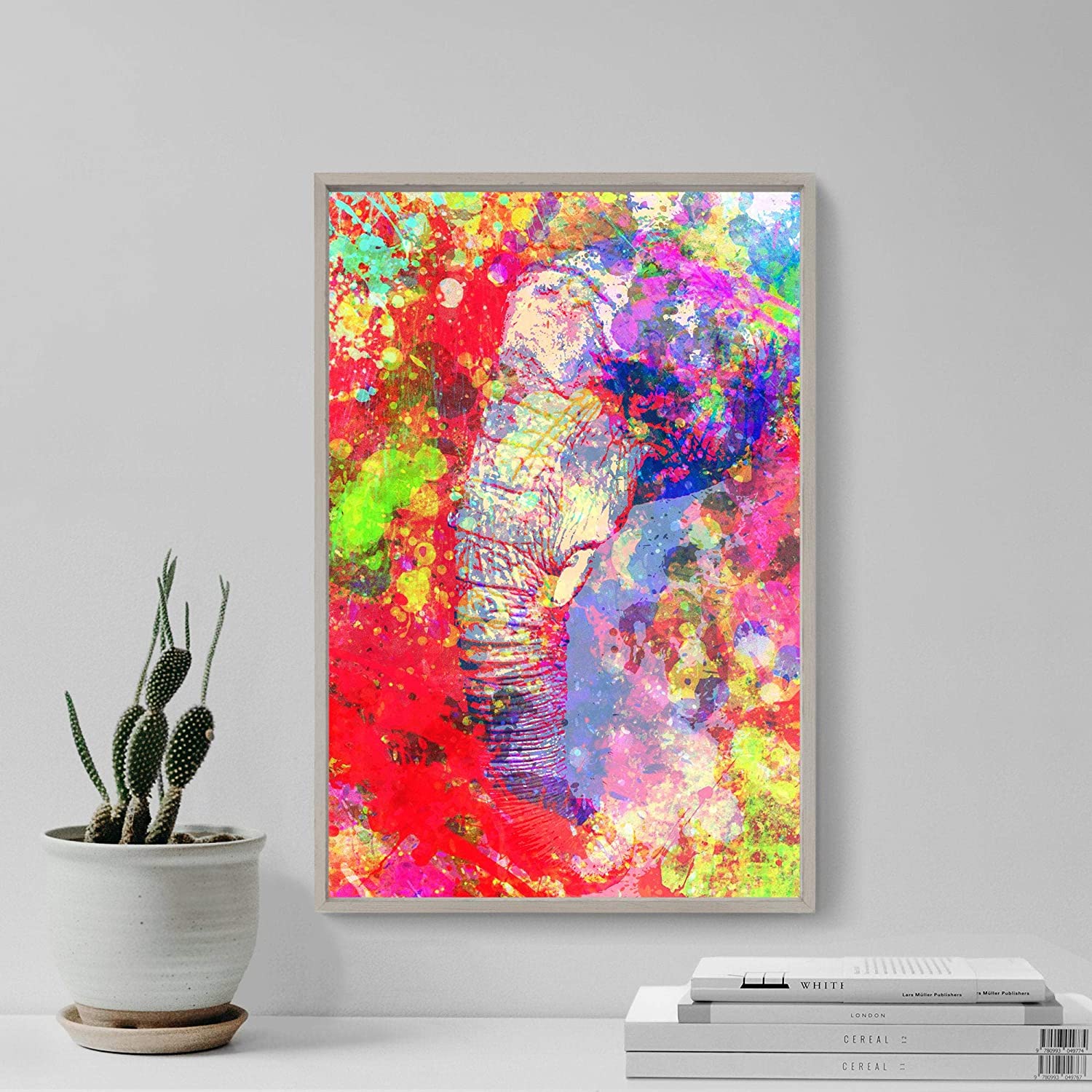 Poster Art House Elephant Original Art Print Colourburst Beautiful Photo Poster Gift Home Wall Decor Gift Watercolour Animal Lover