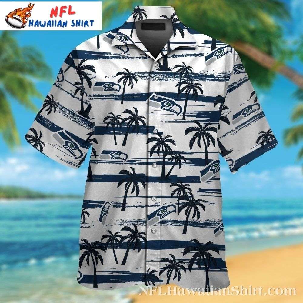 Seattle Seahawks Palm Paradise Aloha Shirt  Monochrome Beach Vibes