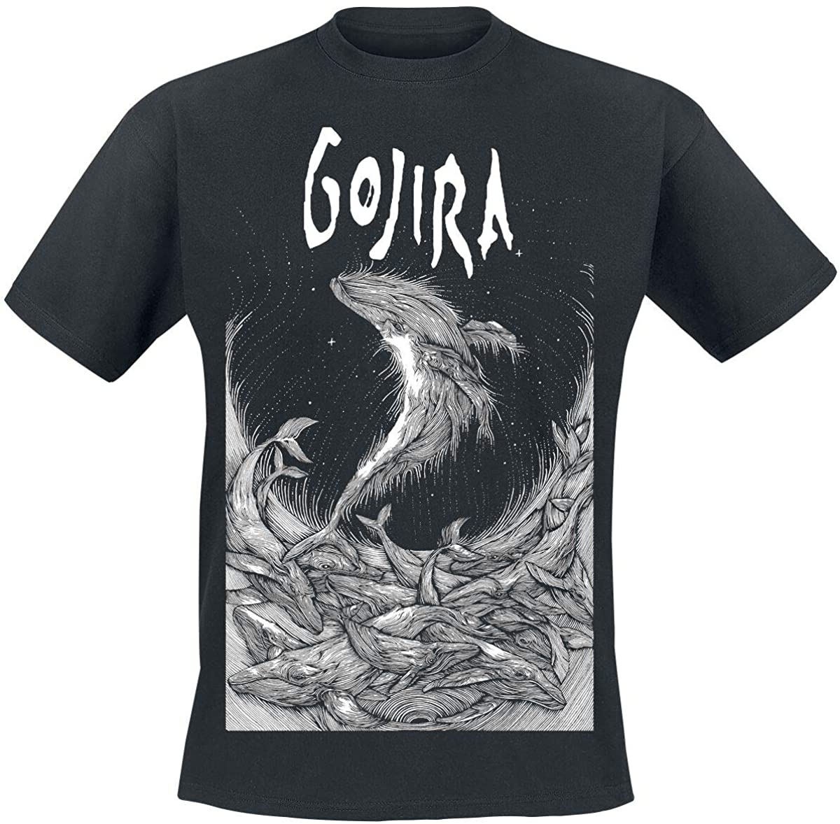 Gojira Woodblock Whales Männer T-Shirt schwarz Band-Merch, Bands