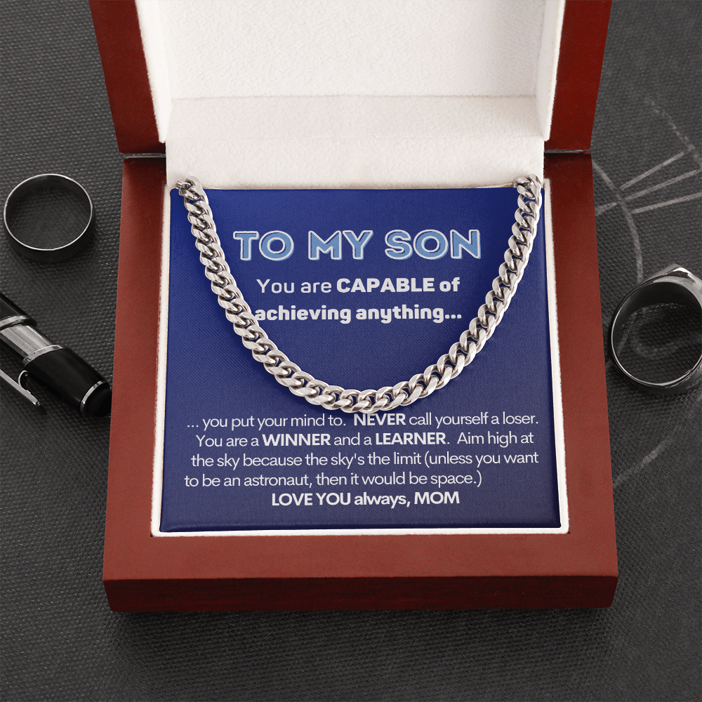 To My Son Cuban Chain Necklace Gift From Mom