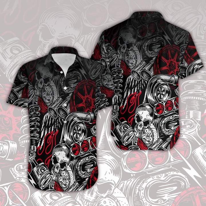 Motorbike Skull Art Hawaii Shirt Ha19021