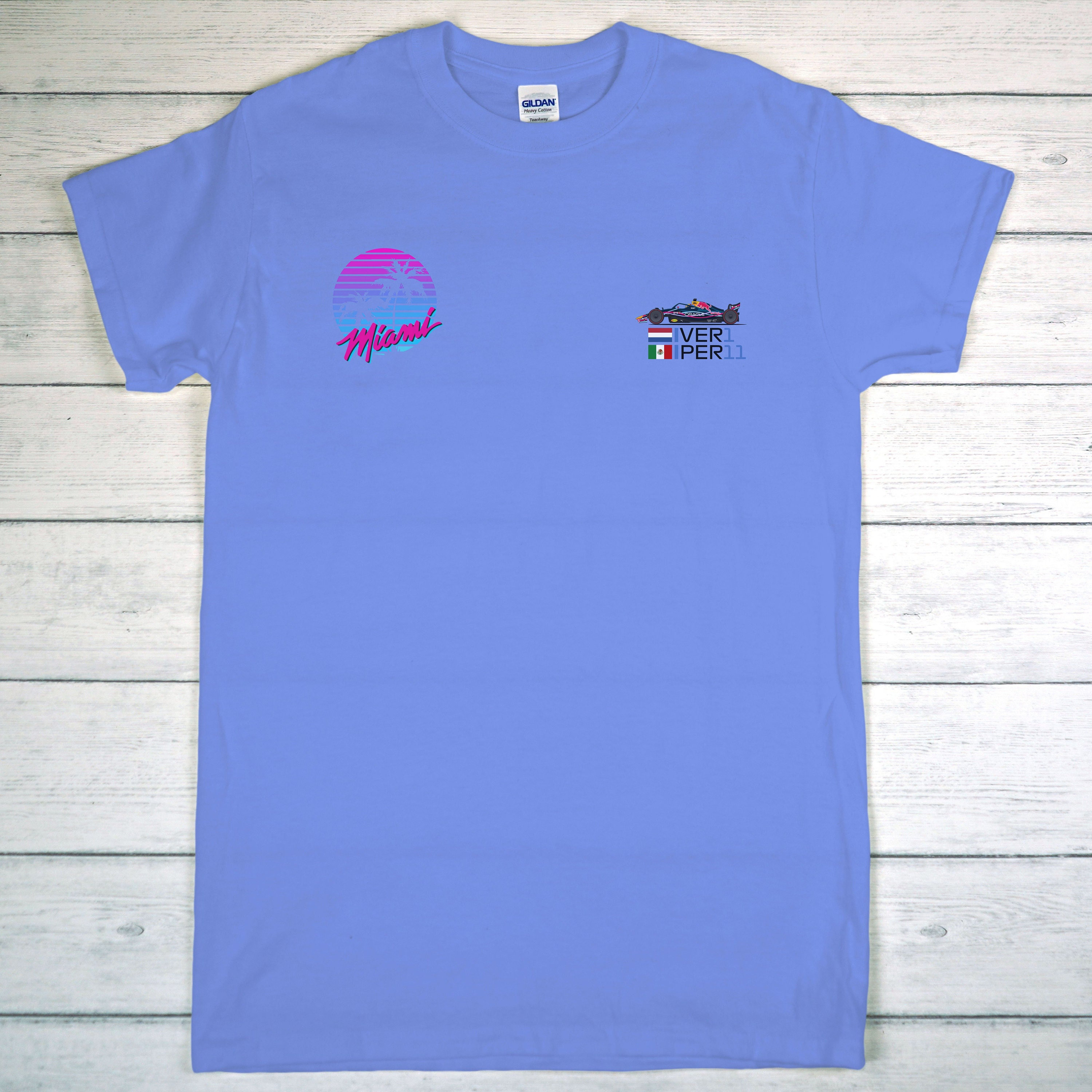 Formula 1 2023 RedBull (Verstappen/Perez) | RB19 Miami Livery | Miami Grand Prix | Gildan Unisex T-Shirt