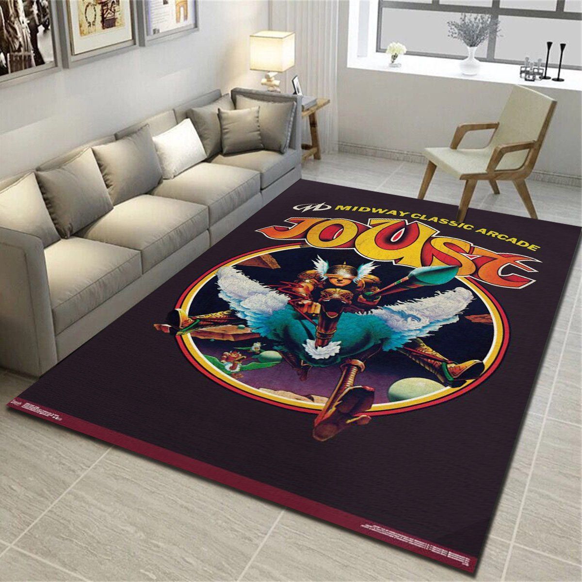 Midway Games Joust Logo Area Rugs, Living Room Carpet