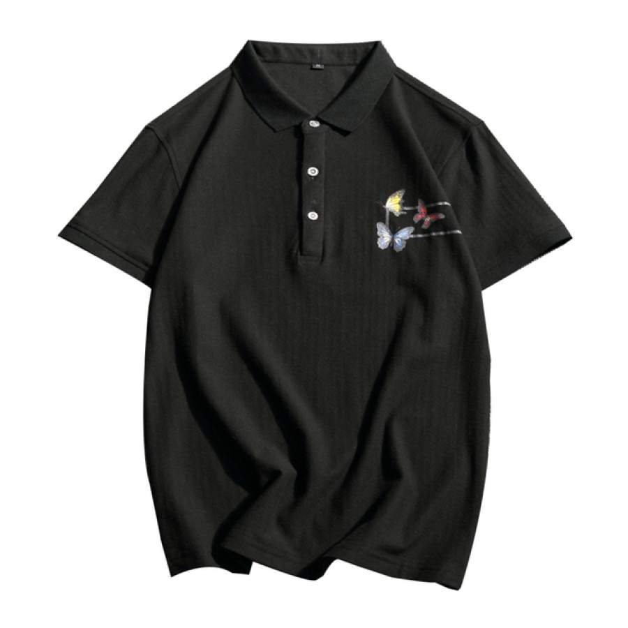 summer spring Men Polo Shirt Butterfly print Fashion POLO Shirt Business Polo Shirt