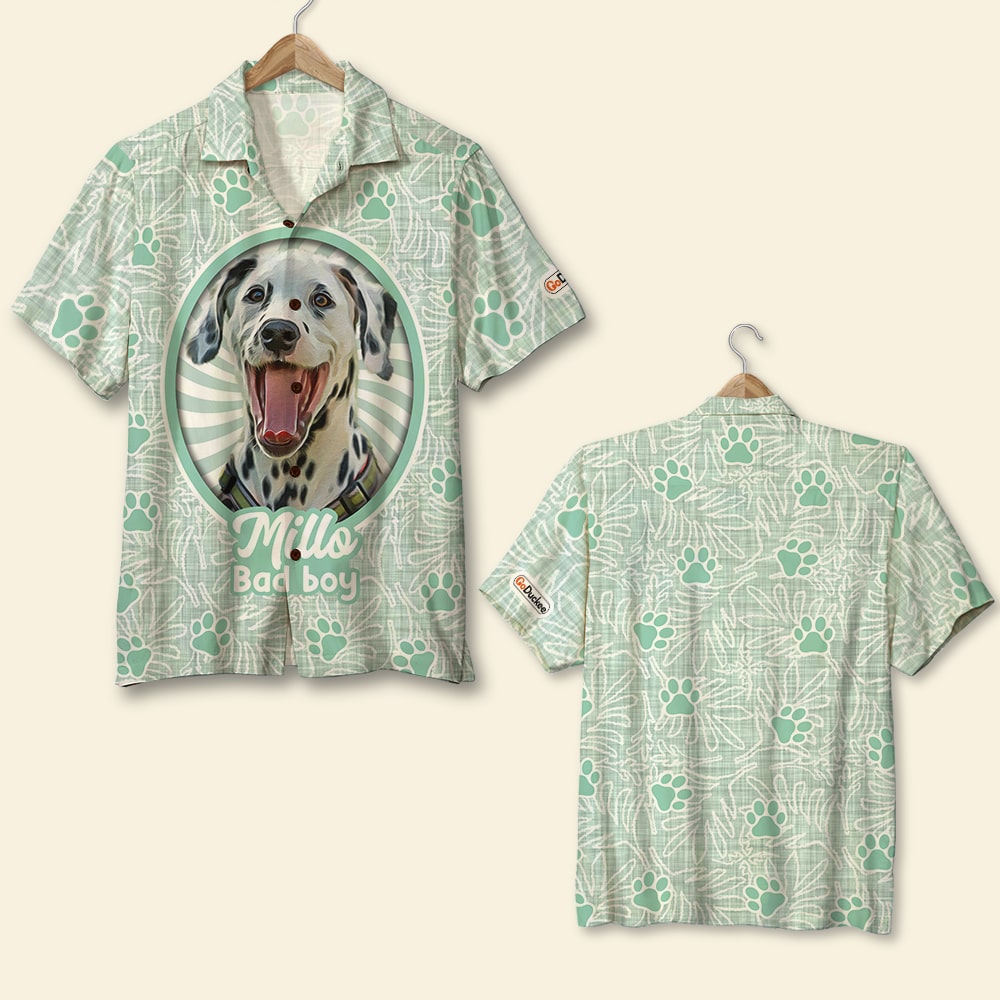 Custom Photo Dog Lover Hawaii Shirt Paw Pattern Ha109644