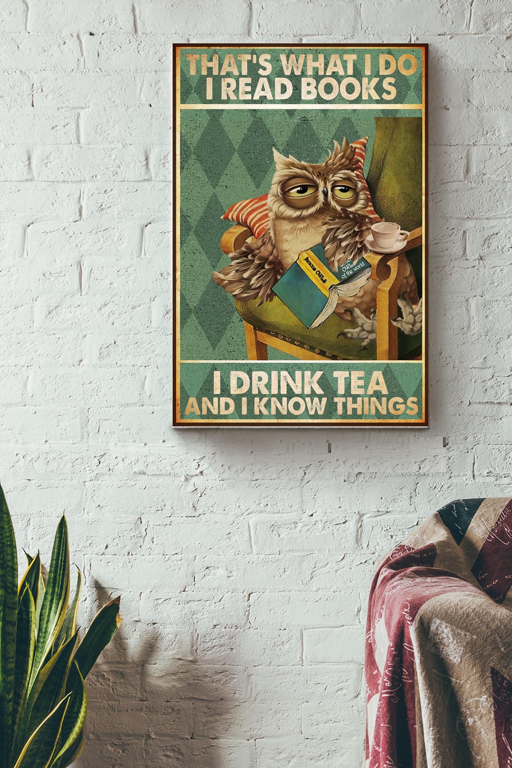 That’S What I Do I Read Books Poster – Animal Wall Art – Gift For Book Lover, Cafe Decor, Owl Lover Wrapped Canvas