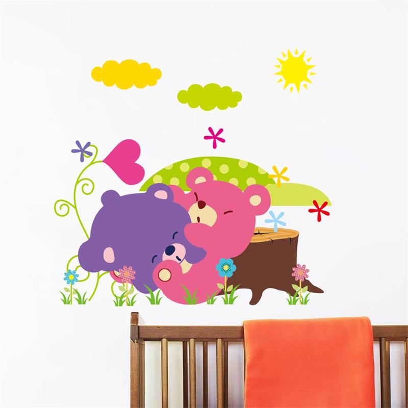 Cartoon Animals Forest elephant horse Wall Stickers decals for kids room Home decor 3d home decorations adesivo de parede decal alx