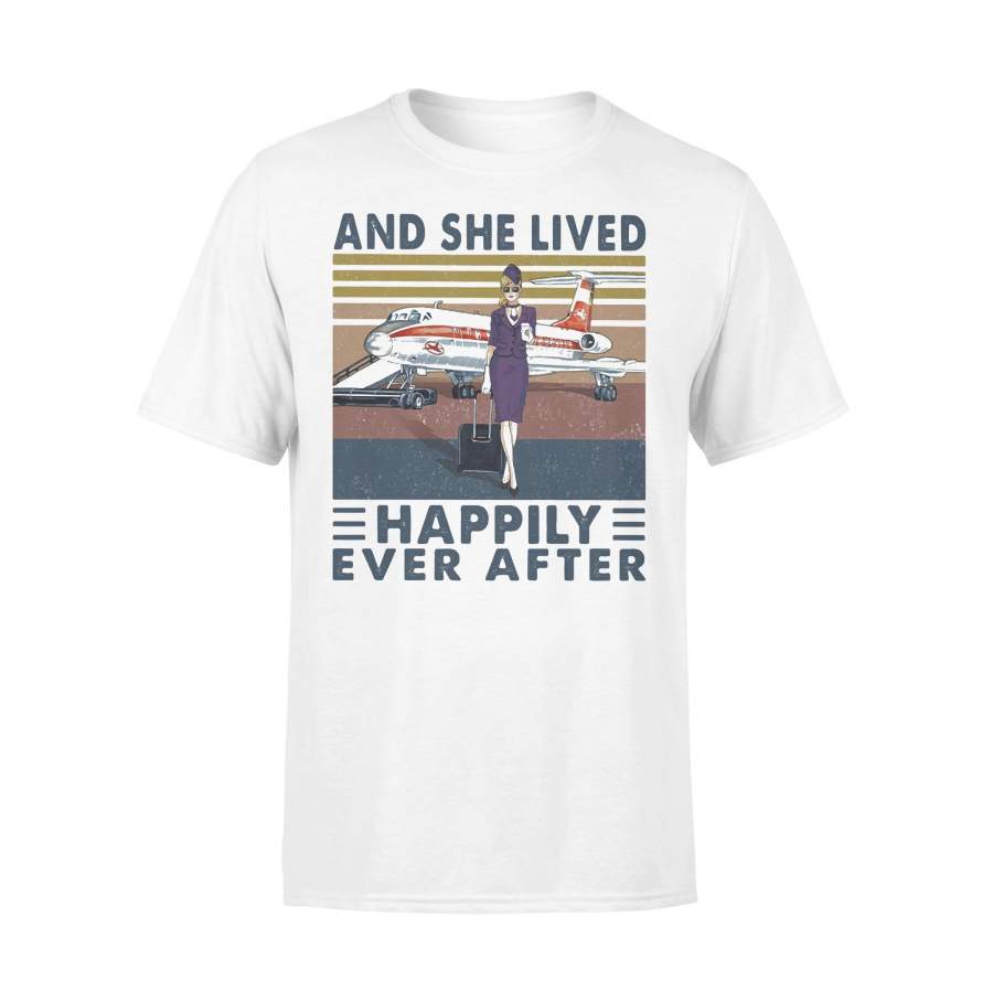 Attendant And She Lived Happily Ever After Vintage Retro T-shirt