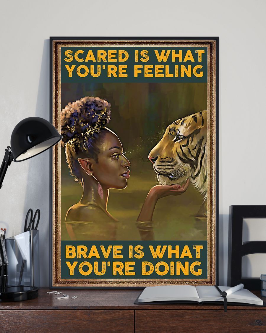 African – Black Art – Brave Woman With Tiger Vertical Canvas And Poster – Wall Decor Visual Art