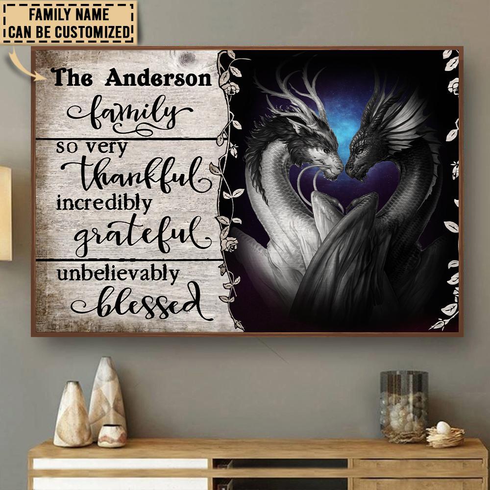 Aeticon Gifts Personalized Dragon Very Thankful Canvas Mom Dad Gift Home Decor