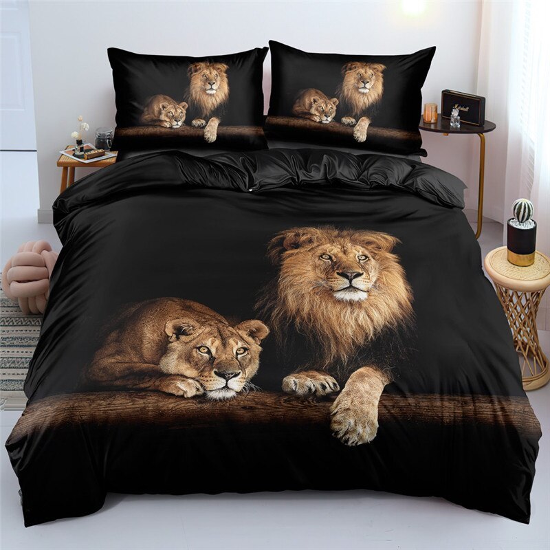 3D Lion Luxury Bedding Sets With Pillowcases Twin Full King Queen Bed Cover Duvet Cover Set