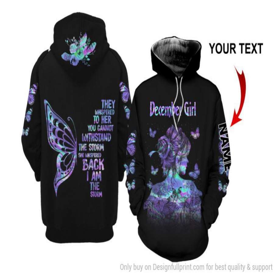 December Girl Butterfly Personalized Unisex Hoodie