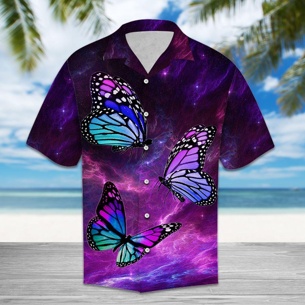 Butterfly Purple Light Hawaii Shirt For Hawaii Aloha Ha813