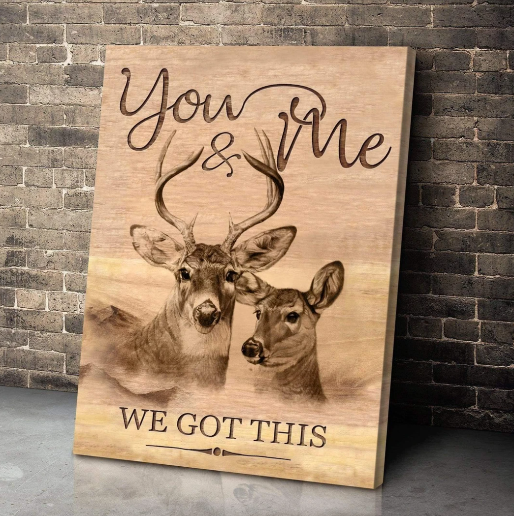 Buck And Doe Deer Premium Wall Art Canvas