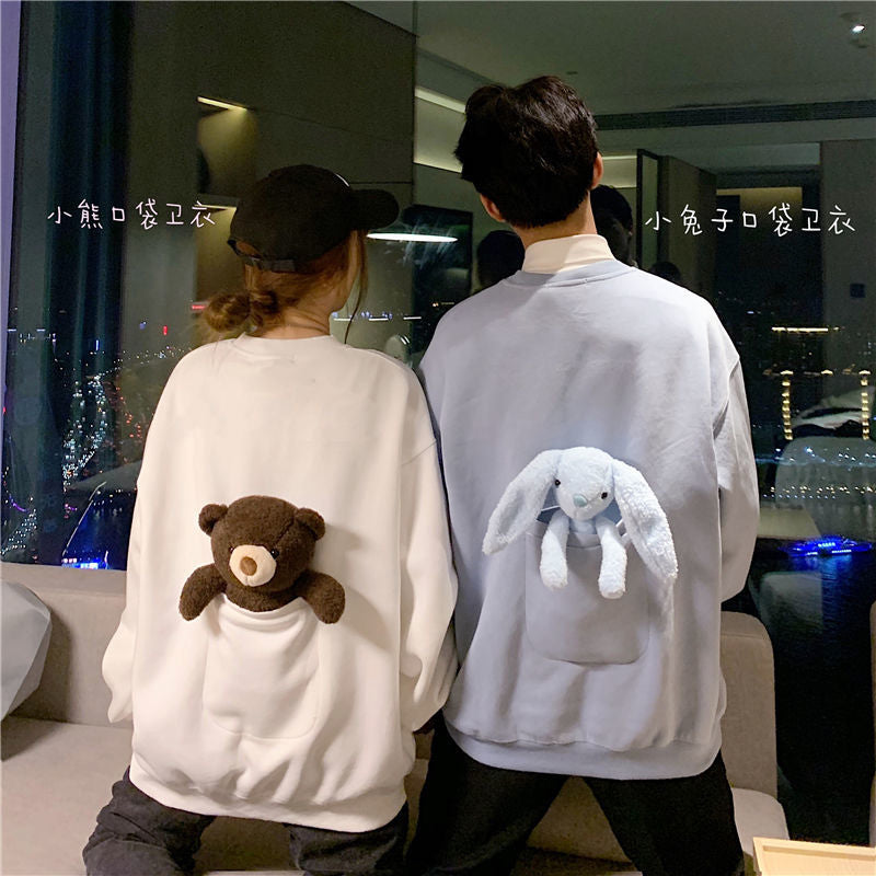 Adjustable Bear and Rabbit Doll Loose Sweatshirt