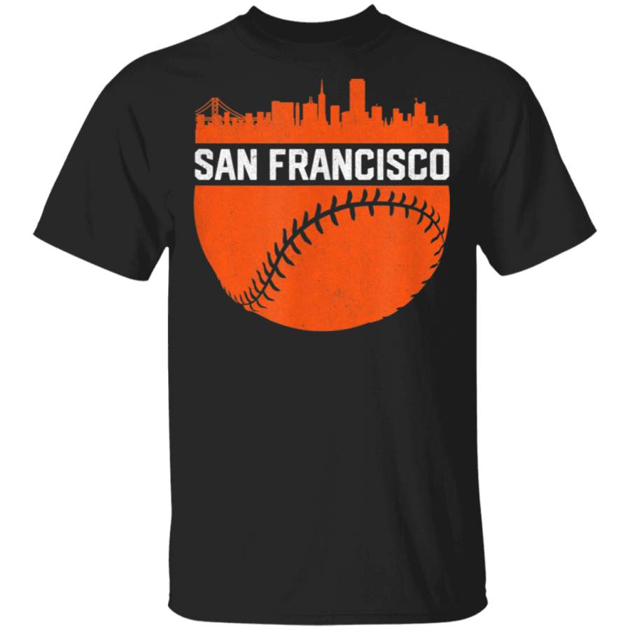 Vintage Downtown San Francisco Cali Skyline Baseball TShirt