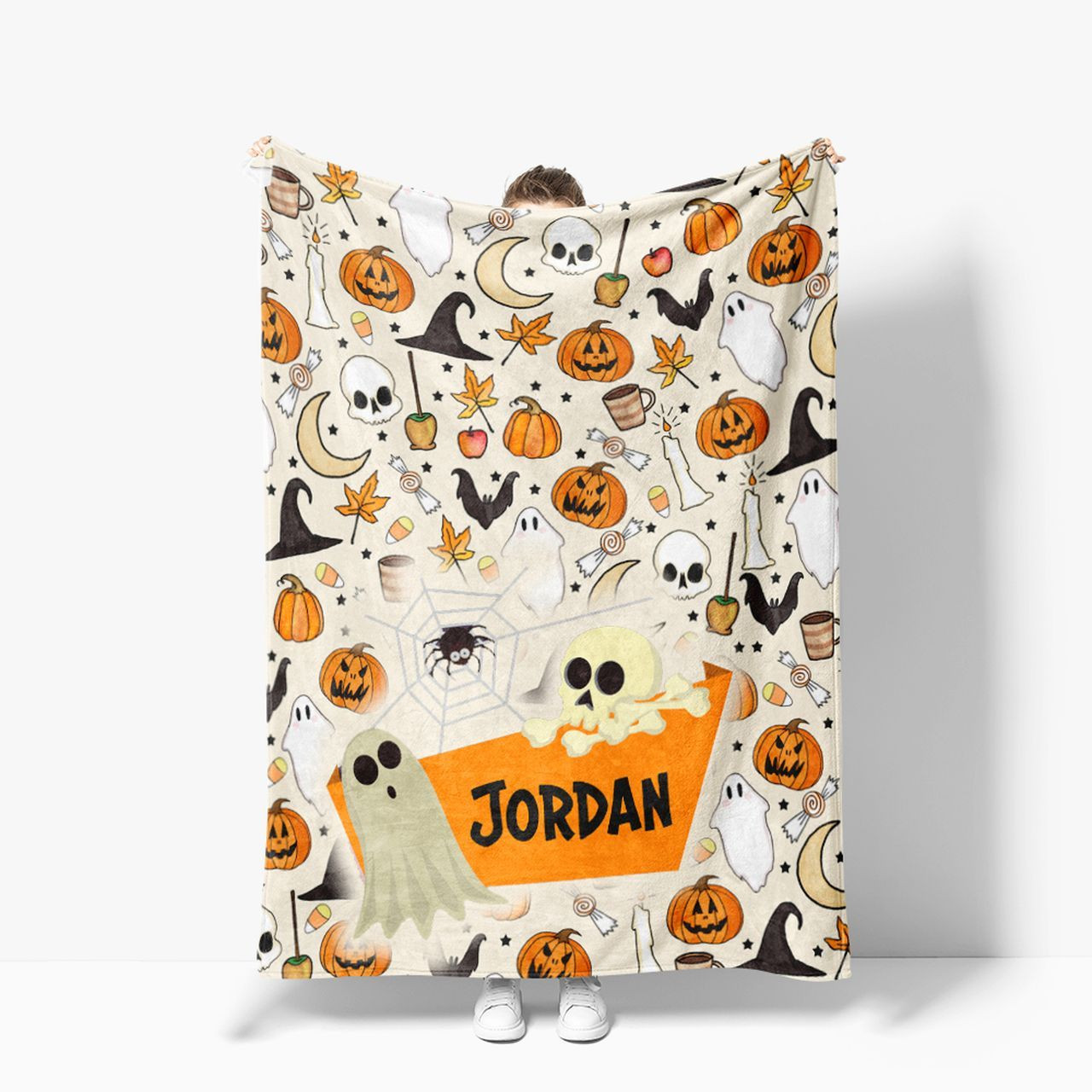 Personalized Name Pumpkin Halloween 04 Blanket