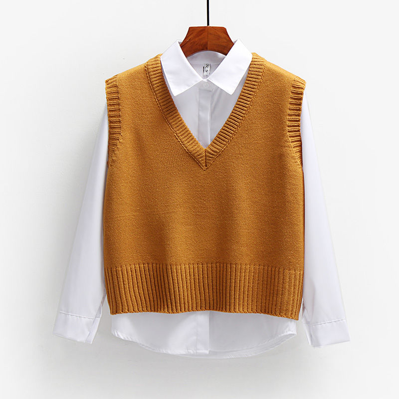 Basic Sweater Vests Women Autumn V-neck Sleeveless Knitted Jumpers Female Loose Modern Tender Popular Knitwear Fashion Casual OL alx