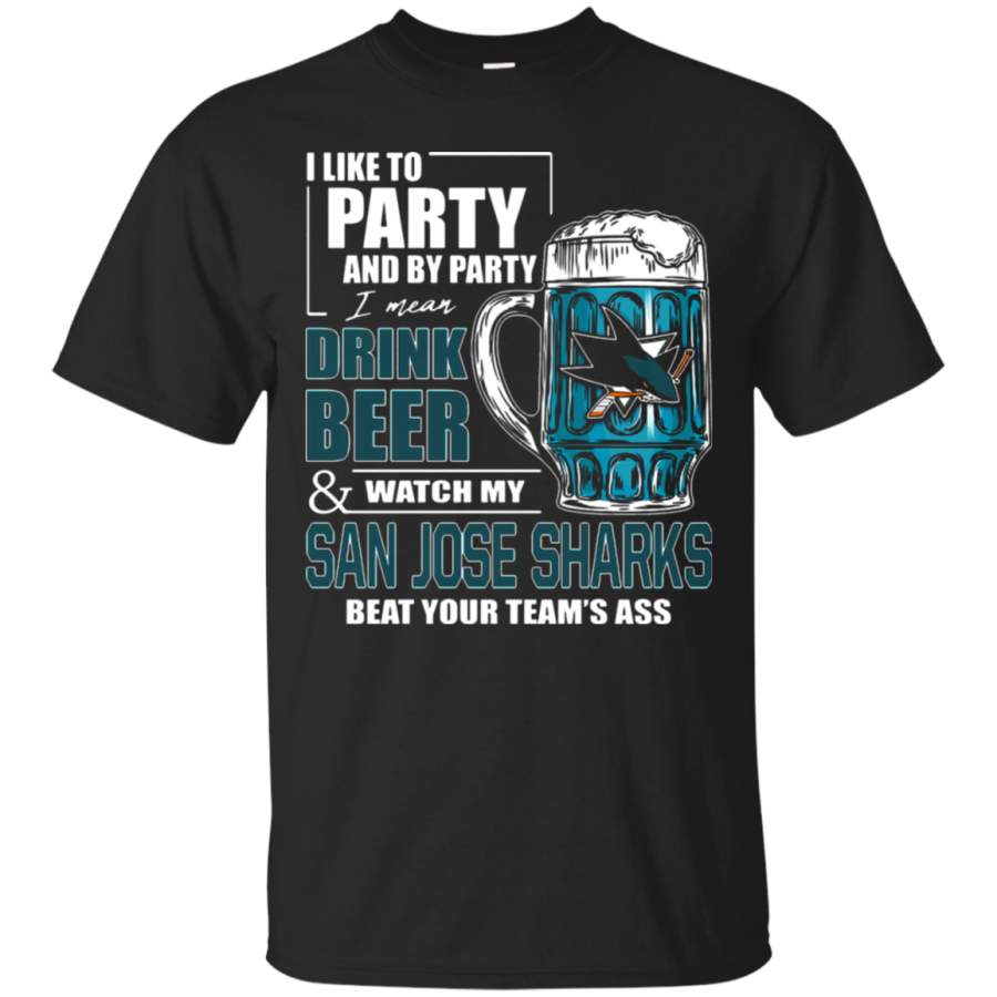 AGR I Like To Drink Beer & Watch My San Jose Sharks Ice Hockey T-Shirt