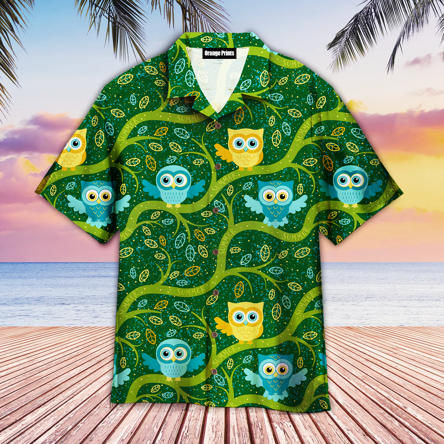 Green Owls Night Forest Hawaii Shirt For Men Women Ha21901