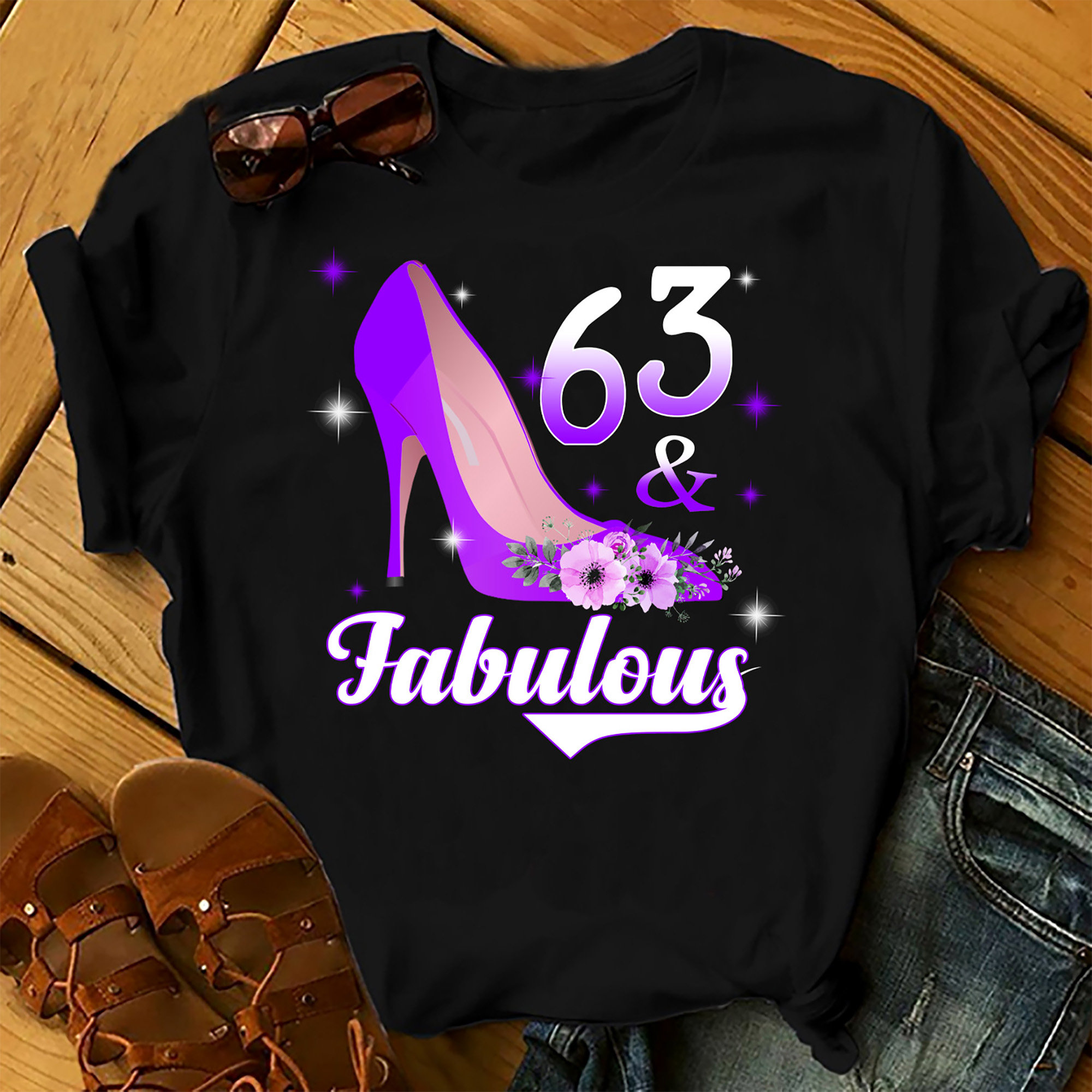 63 And Fabulous – Shirts Women, Birthday T Shirts, Summer Tops, Beach T Shirts