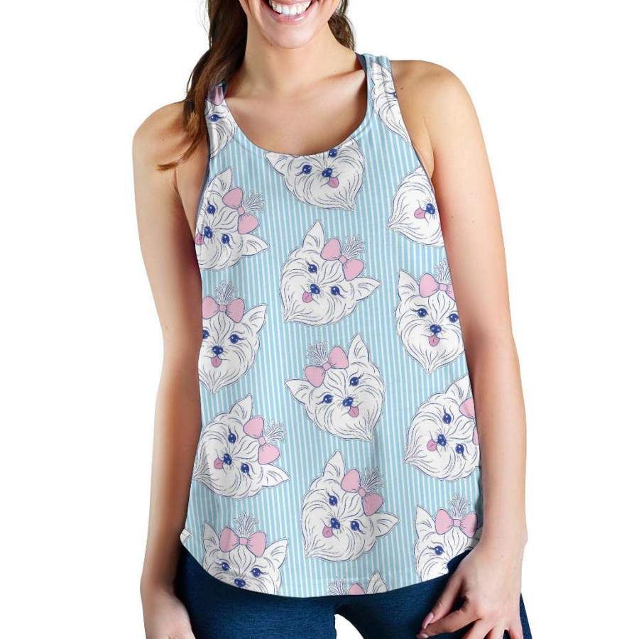 Dog Yorkshire Terrier Puppy Pattern Print Racerback Tank Tops