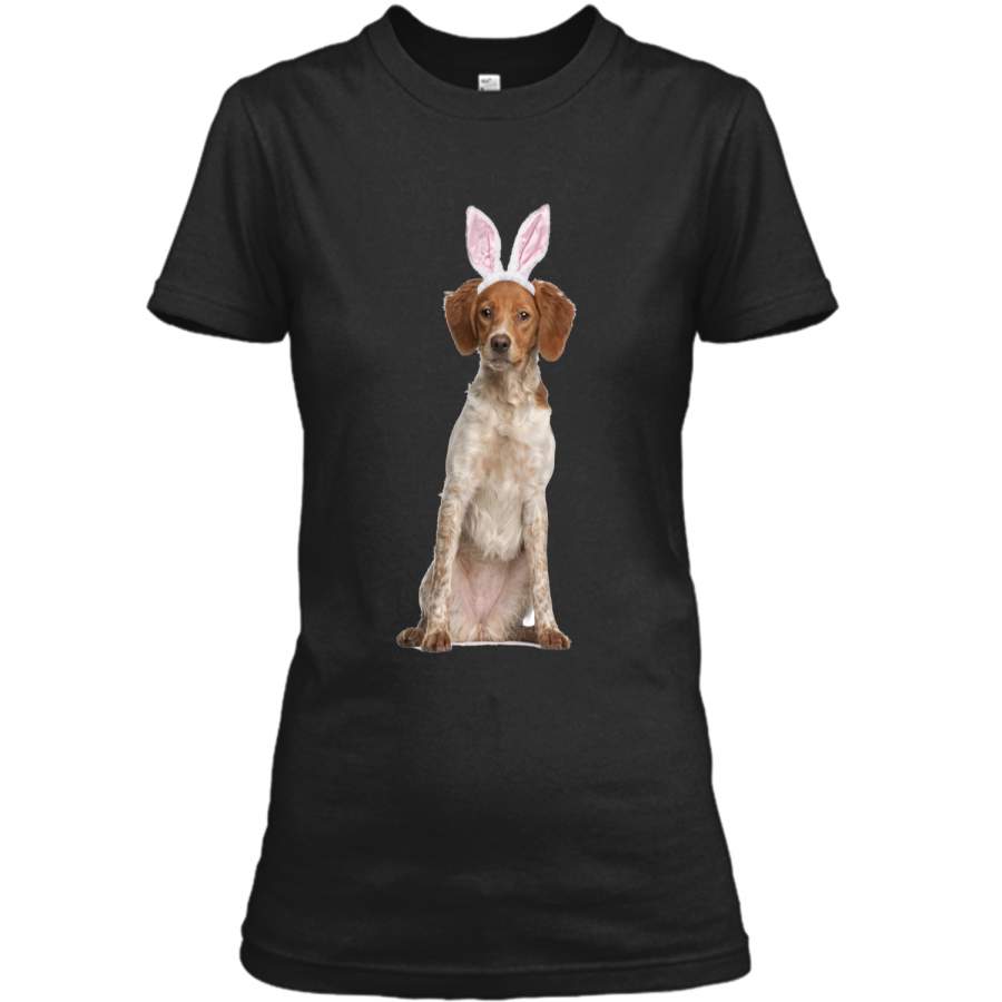 Brittany Wearing Easter Bunny Ears Dog T-Shirt Ladies Custom