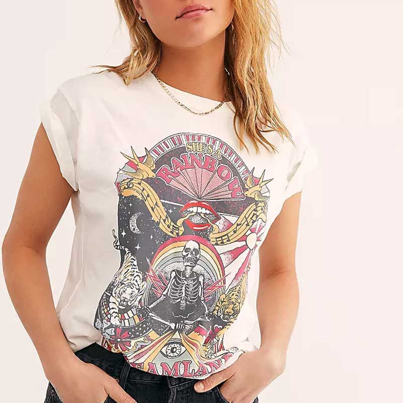 Boho T-shirt Tiger graphic Print Tops Tees Shirt