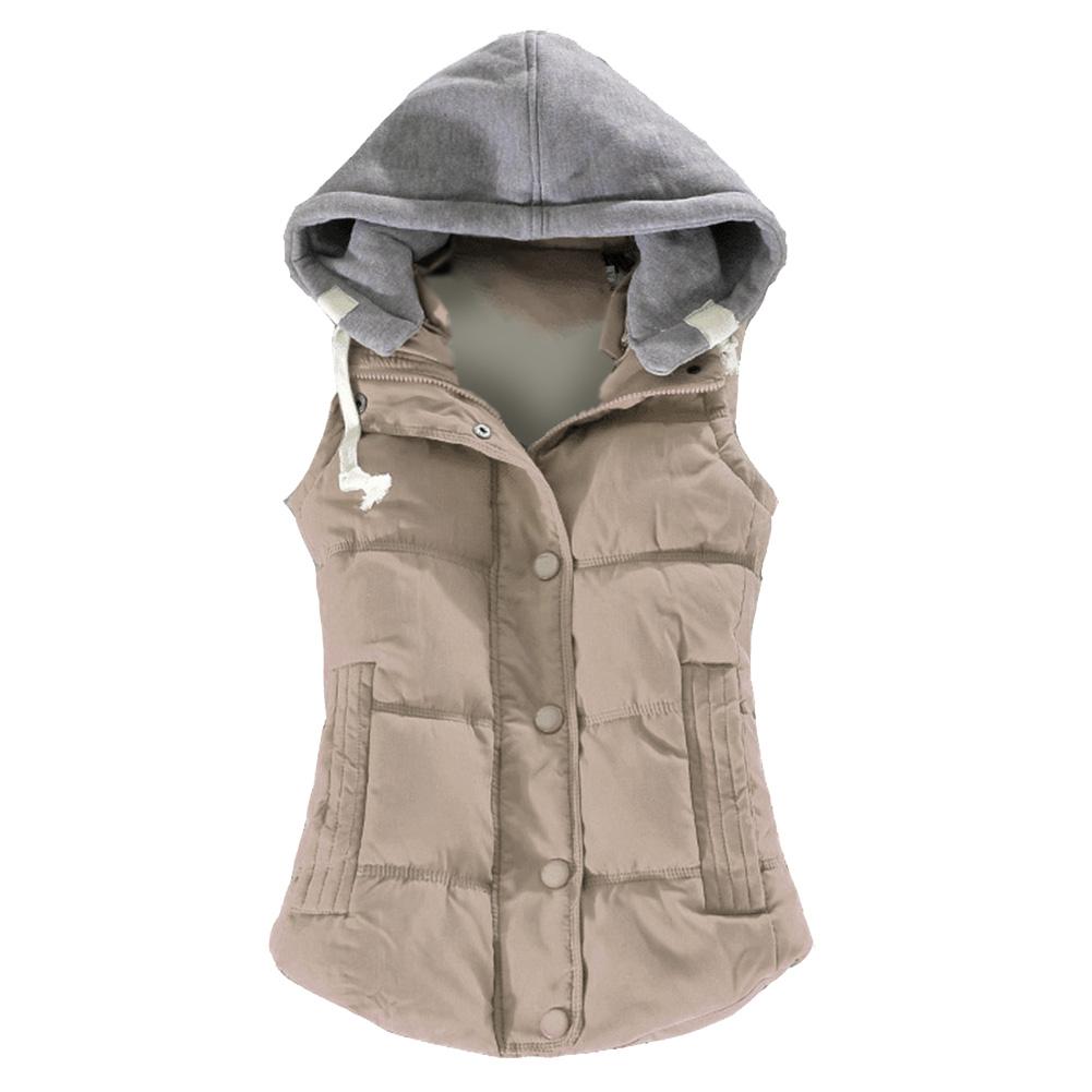 80% Off! ! ! Ladies Casual Autumn And Winter Sleeveless Down Cotton Vest Women’s Short Coat Warm Thickened Hooded Cotton Vest Wo alx