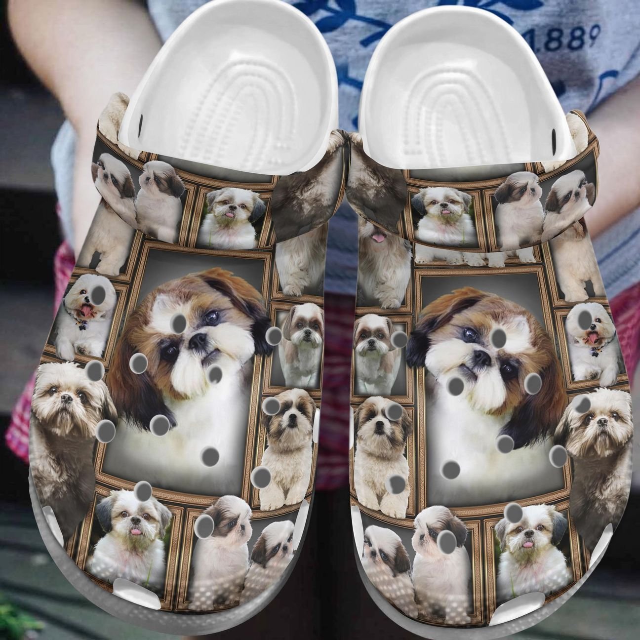 Shih Tzu Personalize Clog, Custom Name, Text, Fashion Style For Women, Men, Kid, Print 3D Whitesole