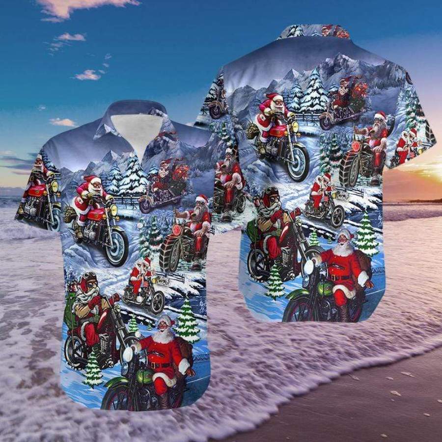 Hawaii Aloha Shirts Christmas Driving With Santa Claus Ha71112