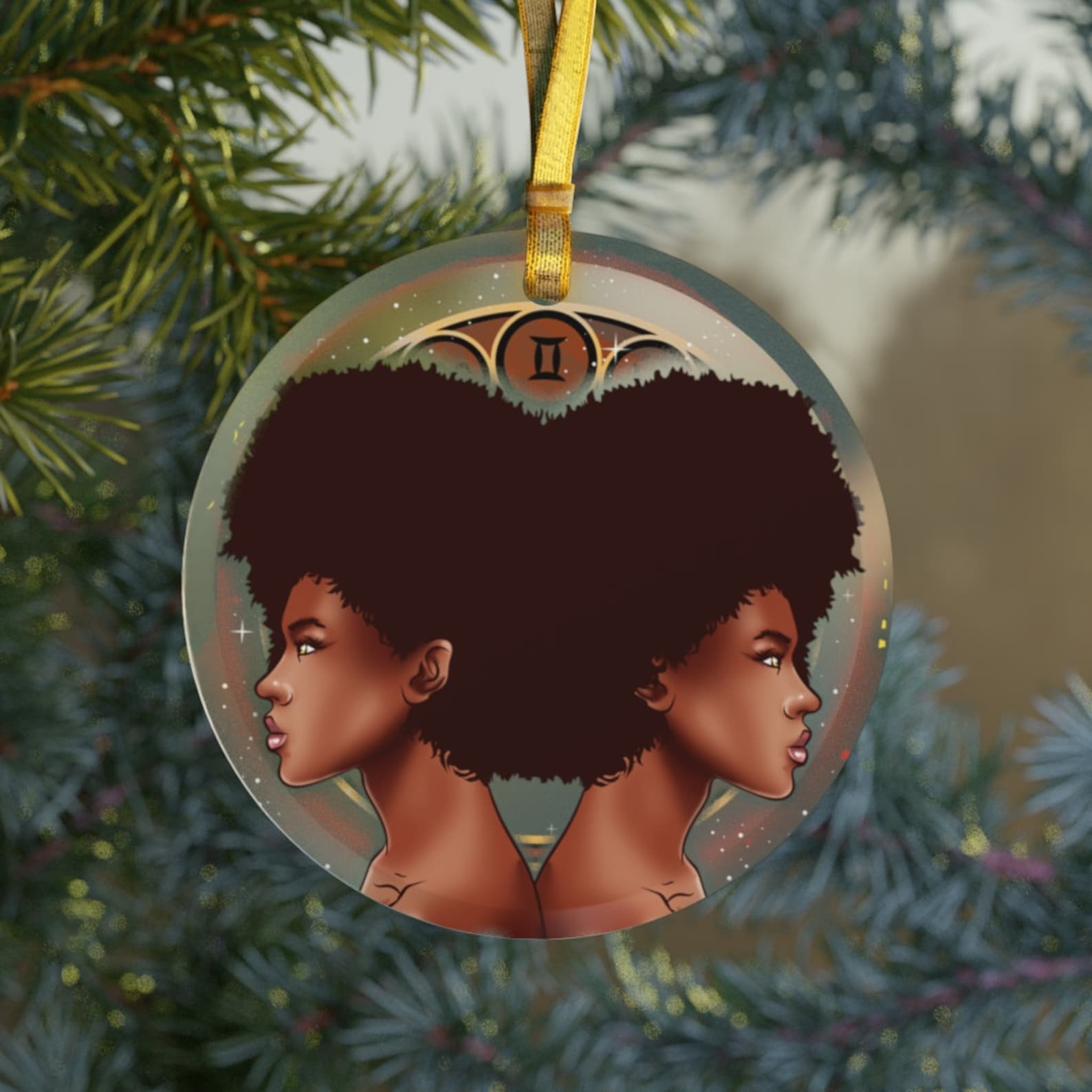 Gemini Gemini Gifts Zodiac Black Girl Magicblack Girl Astrology Black Queen Christmas Ornament