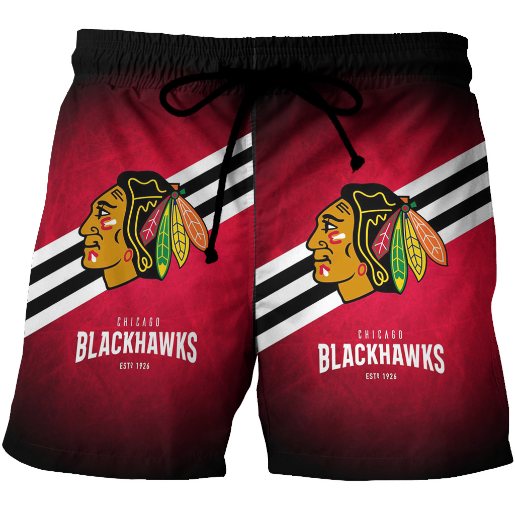 Chicago Blackhawks Est 1926 3D All Over Print Summer Beach Hawaiian Short