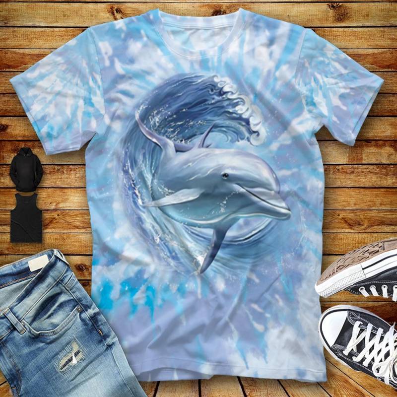 Dolphin Surfing Tie Dye H24610 – Unisex Tshirt 3D