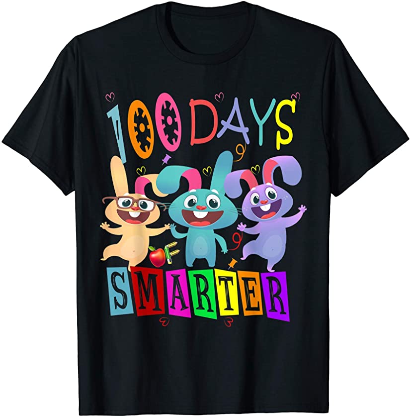 Rabbit 100 Days Smarter Bunnies Teacher or Student 100th Day T-Shirt