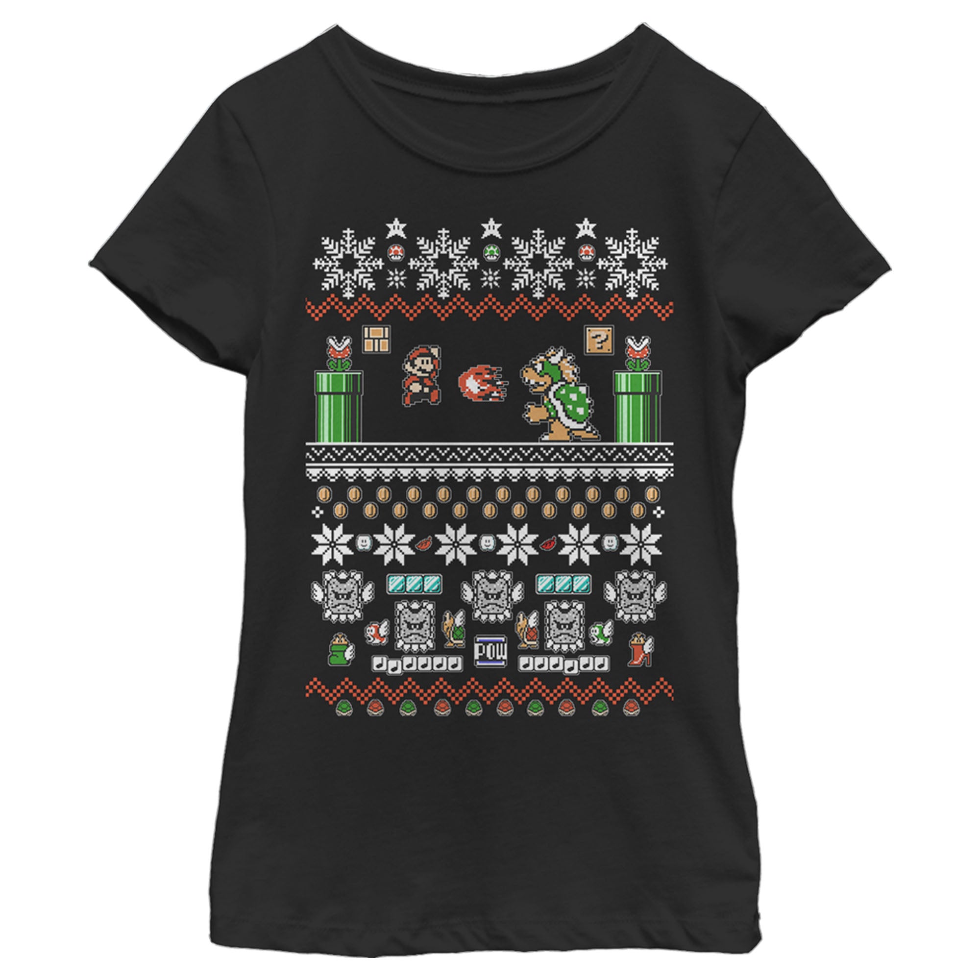 Nintendo Girl’S Mario And Bowser Ugly Christmas Sweater  T-Shirt