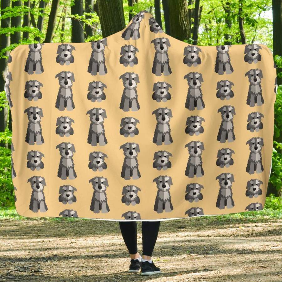 Schnauzer Dog Puppy Pattern Print Hooded Blanket