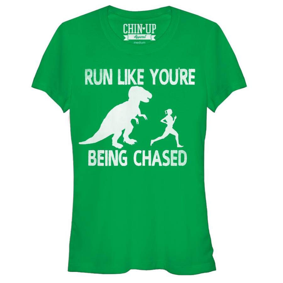 CHIN UP Junior’s Dinosaur Run  T Shirt Kelly Green S