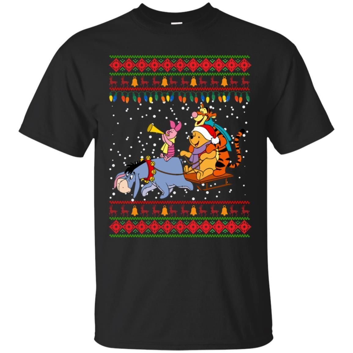 Winnie The Pooh Dashing Through The Snow Ugly Christmas Shirt