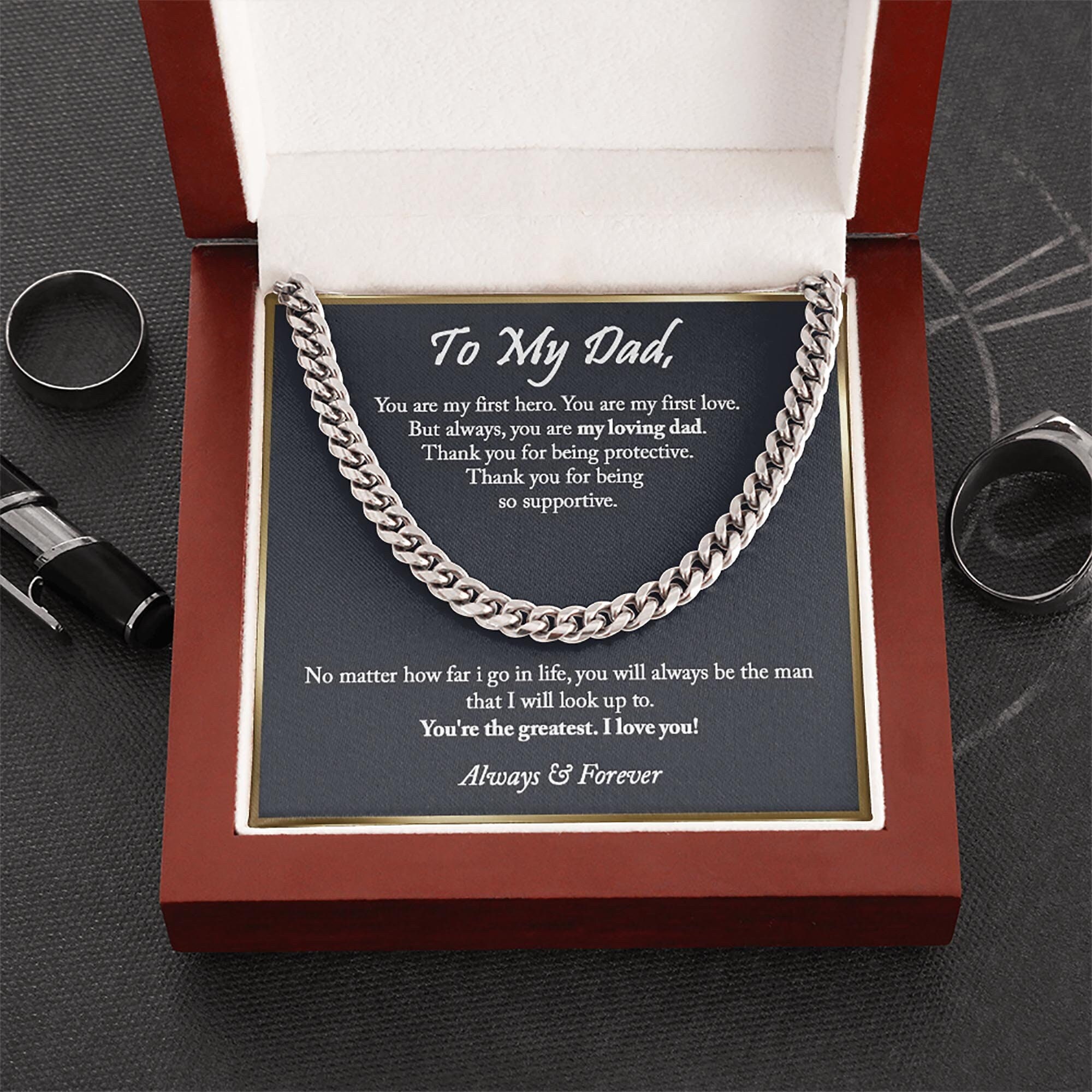 To My Dad Cuban Chain Necklace, Dad Birthday Gift from Daughter, Sentimental Gifts for Dad from Daughter, Dad Gifts, Father’s Day Gifts