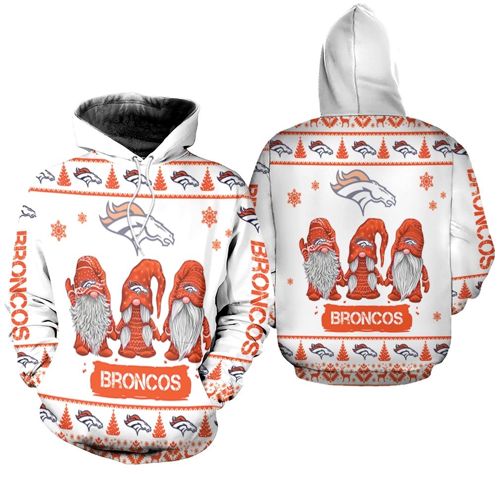 Christmas Gnomes Denver Broncos Ugly Sweatshirt Christmas 3D Hoodie