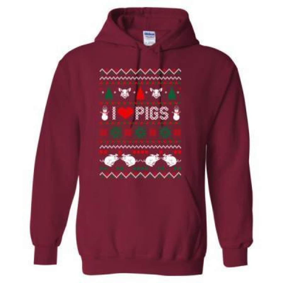 Agr I Love Pigs Ugly Christmas Sweater 2023 Xmas – Heavy Blend™ Hooded Sweatshirt